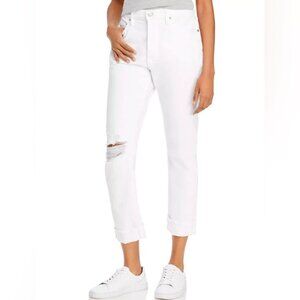 NWT Frame Women’s Le Beau High‎ Rise Boyfriend Distressed Jeans White Size 28